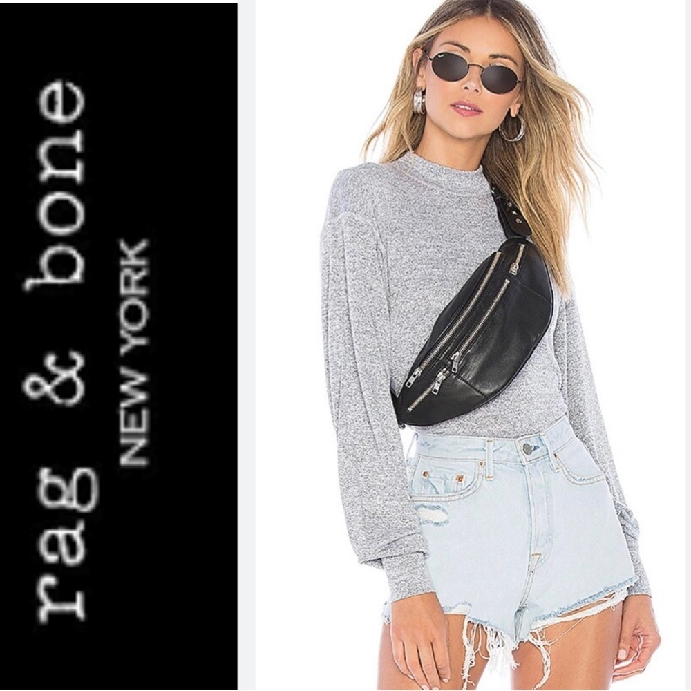 Rag & Bone Bigsby Long Sleeve Mock Neck Top in Heather Grey Size XS NWT …